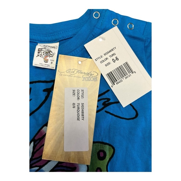 Ed Hardy Kids Blue Butterfly T-Shirt - Picture 3 of 5